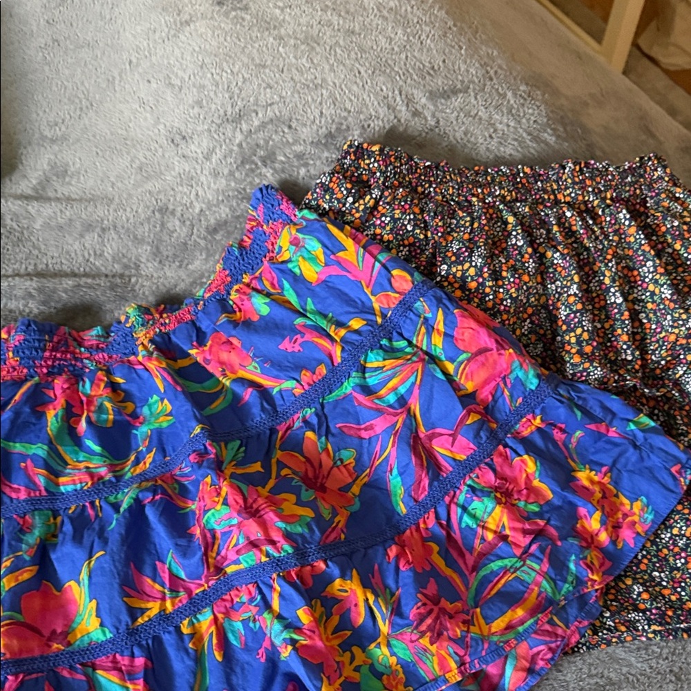 J. Crew Factory Kids Skirts - Blue with Pink Floral and Black Multicolor